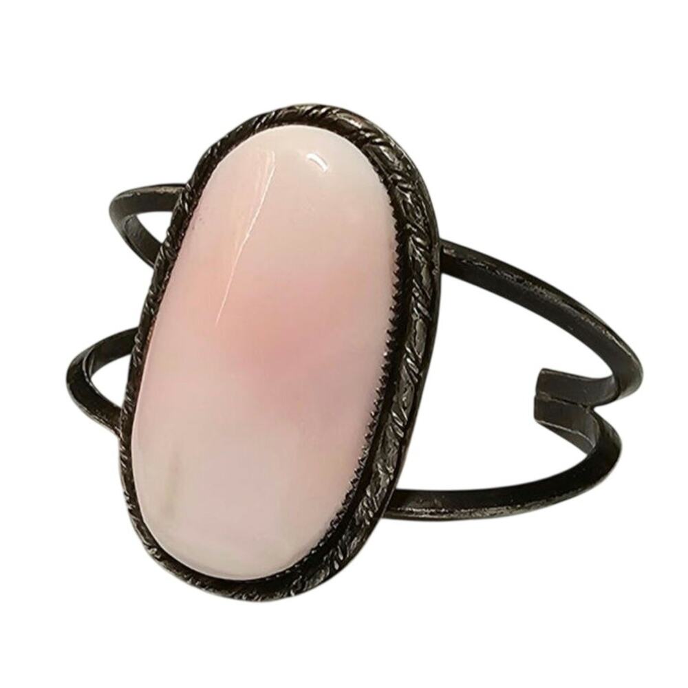 Vintage Navajo Sterling Pink Conch Shell Statement Split Shank Cuff Bracelet